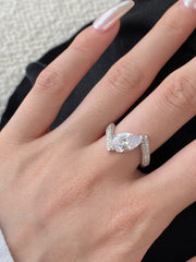 Crushed Ice Pear Cut White Gemstone Engagement Ring in S925