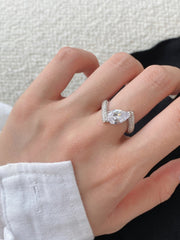 Crushed Ice Pear Cut White Gemstone Engagement Ring in S925