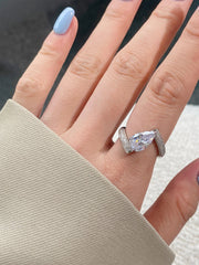 Crushed Ice Pear Cut White Gemstone Engagement Ring in S925