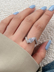 Crushed Ice Pear Cut White Gemstone Engagement Ring in S925