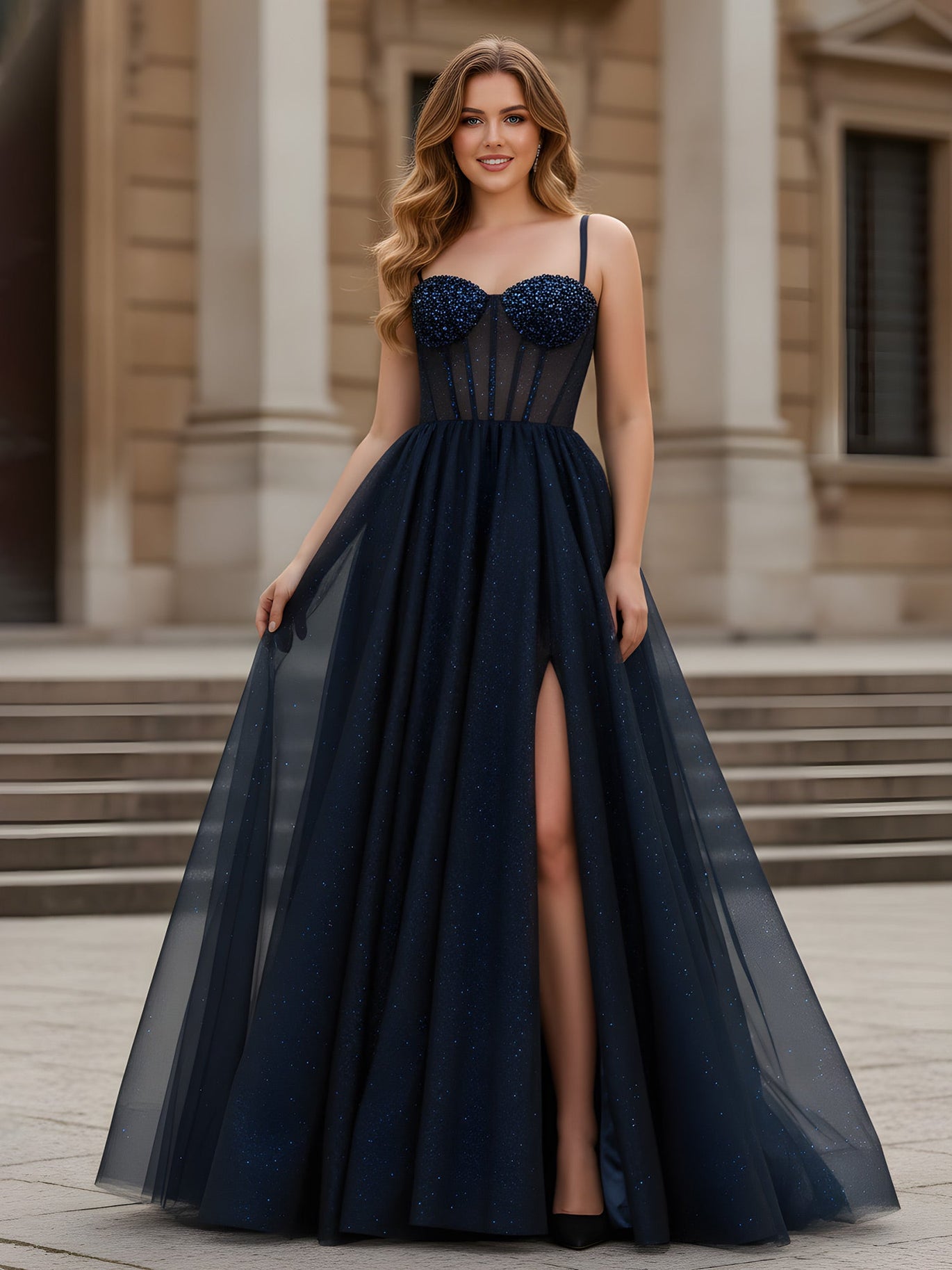 princess polly baby blue dress Aisha Navy Satin Ruched Corset Strapless Side Legsplit Formal Prom Dre