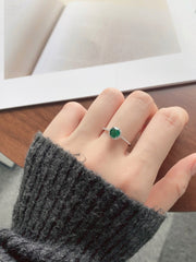 925 Sterling Silver Round Emerald Ring