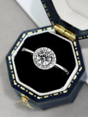 925 Silver Simple Round sparkling Engagement Ring