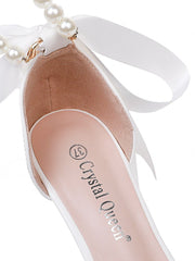 Pointed Toe Ribbons Wedge Heels Women's Wedding Shoes