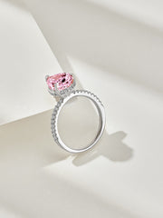 Pear Cut Radiant Zircon Engagement Ring in 925 Sterling Silver