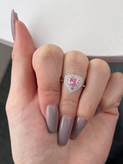 Heart Shape Pink Zircon Sterling Silver Ring