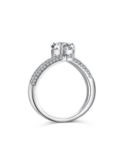 Crushed Ice Pear Cut White Gemstone Engagement Ring in S925