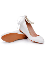 Elegant Round Toe Platform Heels Beaded Mary Janes