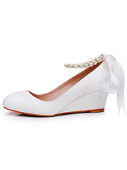 Round Toe Platform Heels Wedge Heels