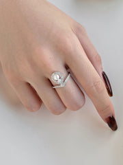 Waterdrop Pearl Crowning Love Wedding Ring in s925