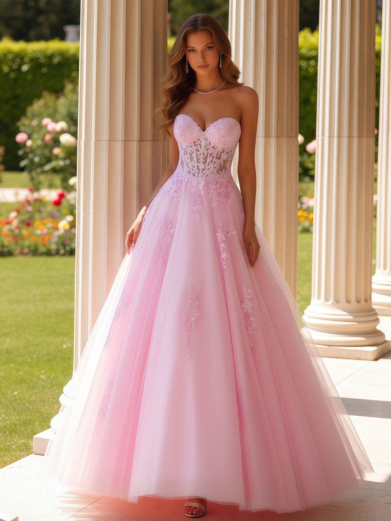 BABARONI Tulle Candy Pink Prom Dresses Ball Gown Sweetheart Floor-length  Sleeveless – BABARONI UK