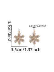 Christmas Plush Snowflake Diamond Super Shiny Pearl Earrings
