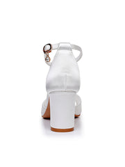 Peep Toe Chunky Heel Ankle-Strap Bridal Sandals