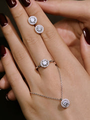 925 Silver Simple Round sparkling Engagement Ring