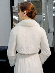 Faux Fur Long Sleeves Wedding Jacket