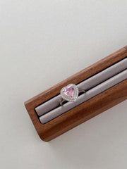 Heart Shape Pink Zircon Sterling Silver Ring