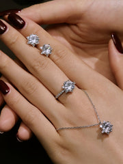 Round-Cut Shiny Star Engagement Ring in S925