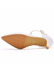 Elegant Kitten Heels Pointed Toe Ankle-Strap Sandals