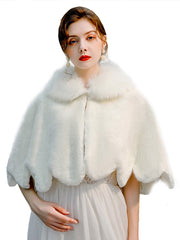 Faux Fur Wedding Evening Cocktail Shawl