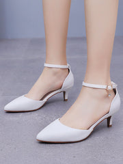 Kitten Heel Matte Pointed Toe PU Wedding Shoes