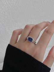 2.5 Carat Fat Rectangle Sapphire Engagement Ring