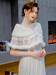Faux Fur Lace Special Occasion Shawl
