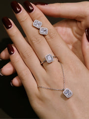 Shiny Rectangle Zircon Engagement Ring in S925