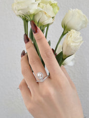 Waterdrop Pearl Crowning Love Wedding Ring in s925