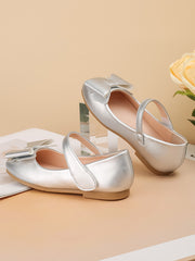 Girls' Silver Princess Shoes with Bow