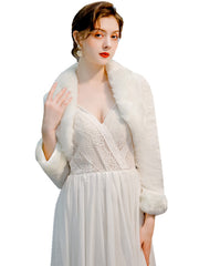 Faux Fur Long Sleeves Wedding Jacket