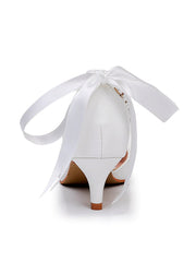 Kitten Heels Pointed Toe Ankle-Strap Wedding Shoes