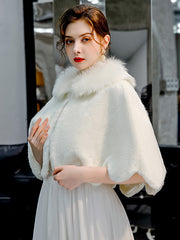 Faux Fur Wedding Evening Cocktail Shawl