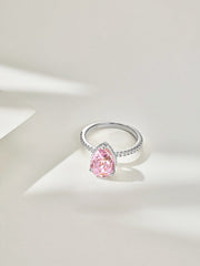 Pear Cut Radiant Zircon Engagement Ring in 925 Sterling Silver