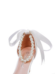 Pointed Toe Ribbons Wedge Heels Women's Wedding Shoes