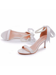 Open Toe Ankle-Strap Ribbons Stiletto Sandals