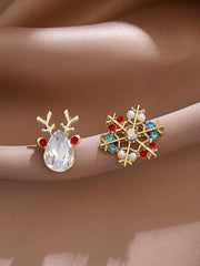Christmas Fantasy Colorful Snowflake Elk Diamond Earrings