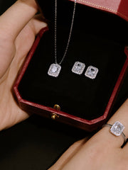 Shiny Rectangle Zircon Engagement Ring in S925