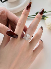Waterdrop Pearl Crowning Love Wedding Ring in s925