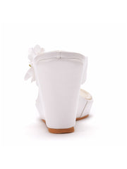 Casual Flower Decor Flip-Flop Wedge Heels Sandals