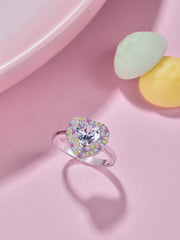 Heart Shape Colorful Zircon Sterling Silver Ring