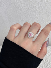 Heart Shape Pink Zircon Sterling Silver Ring