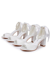 Peep Toe Chunky Buckle Straps Heel Sandals