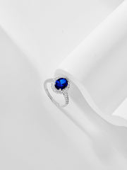 Oval Royal Blue Sapphire Ring in 925 Sterling Silver