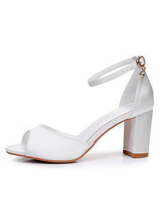 Peep Toe Chunky Heel Ankle-Strap Bridal Sandals