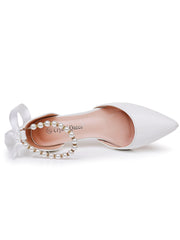 Kitten Heels Pointed Toe Ankle-Strap Wedding Shoes