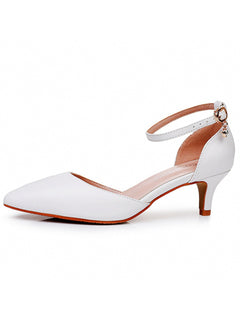 Kitten Heel Matte Pointed Toe PU Wedding Shoes