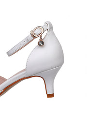 Kitten Heel Matte Pointed Toe PU Wedding Shoes