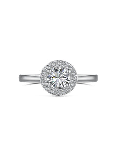 925 Silver Simple Round sparkling Engagement Ring