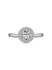 925 Silver Simple Round sparkling Engagement Ring