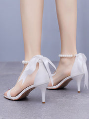 Open Toe Ankle-Strap Ribbons Stiletto Sandals